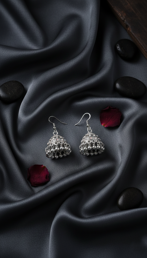 ARHIRA Midnight Indigo Silver-Plated Filigree Statement