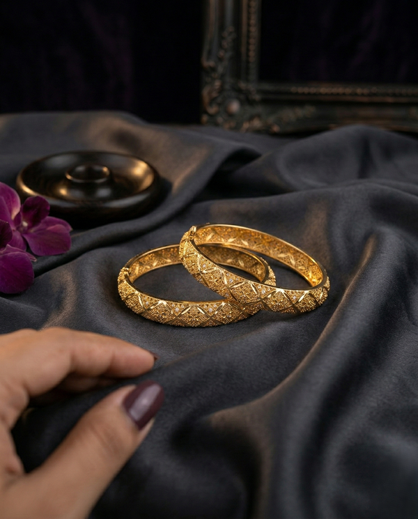 ZARHIRA Textured Gold-Finish Daily Elegance Bangles