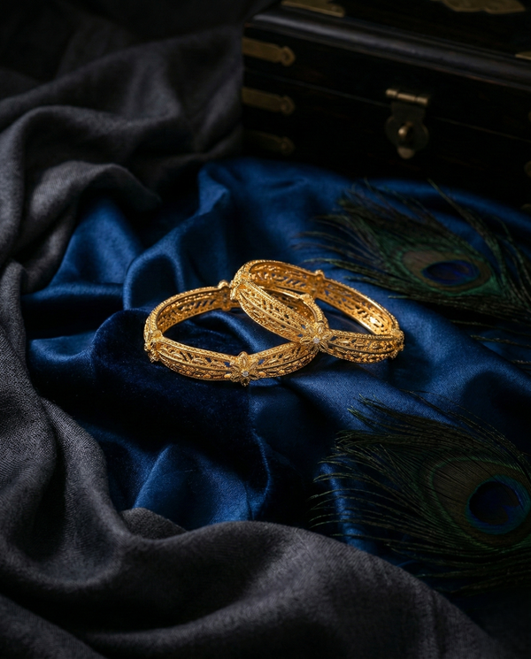ZARHIRA Textured Gold-Finish Daily Elegance Bangles