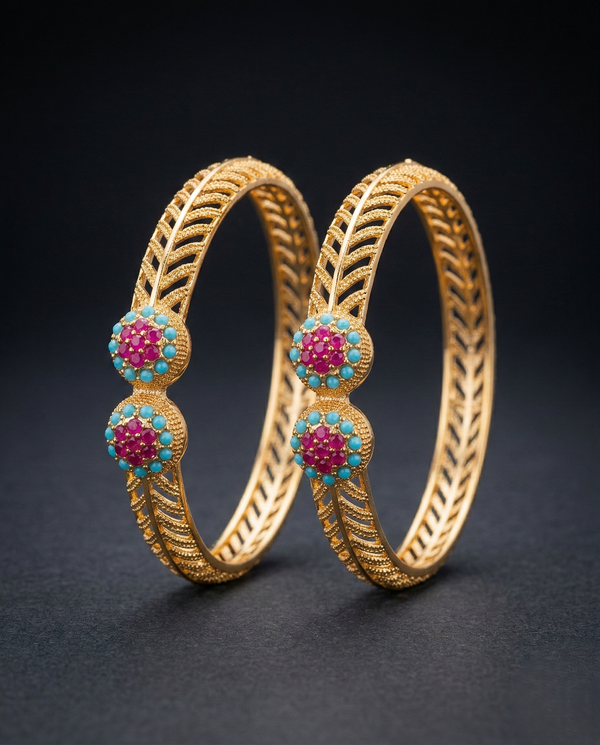 ZARHIRA Textured Gold-Finish Daily Elegance Bangles